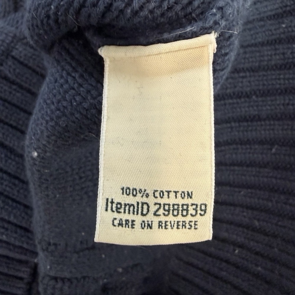 LL Bean‎ Navy Blue Double L Mixed Cable Crew Neck Pullover Cotton Sweater LARGE - Picture 9 of 9